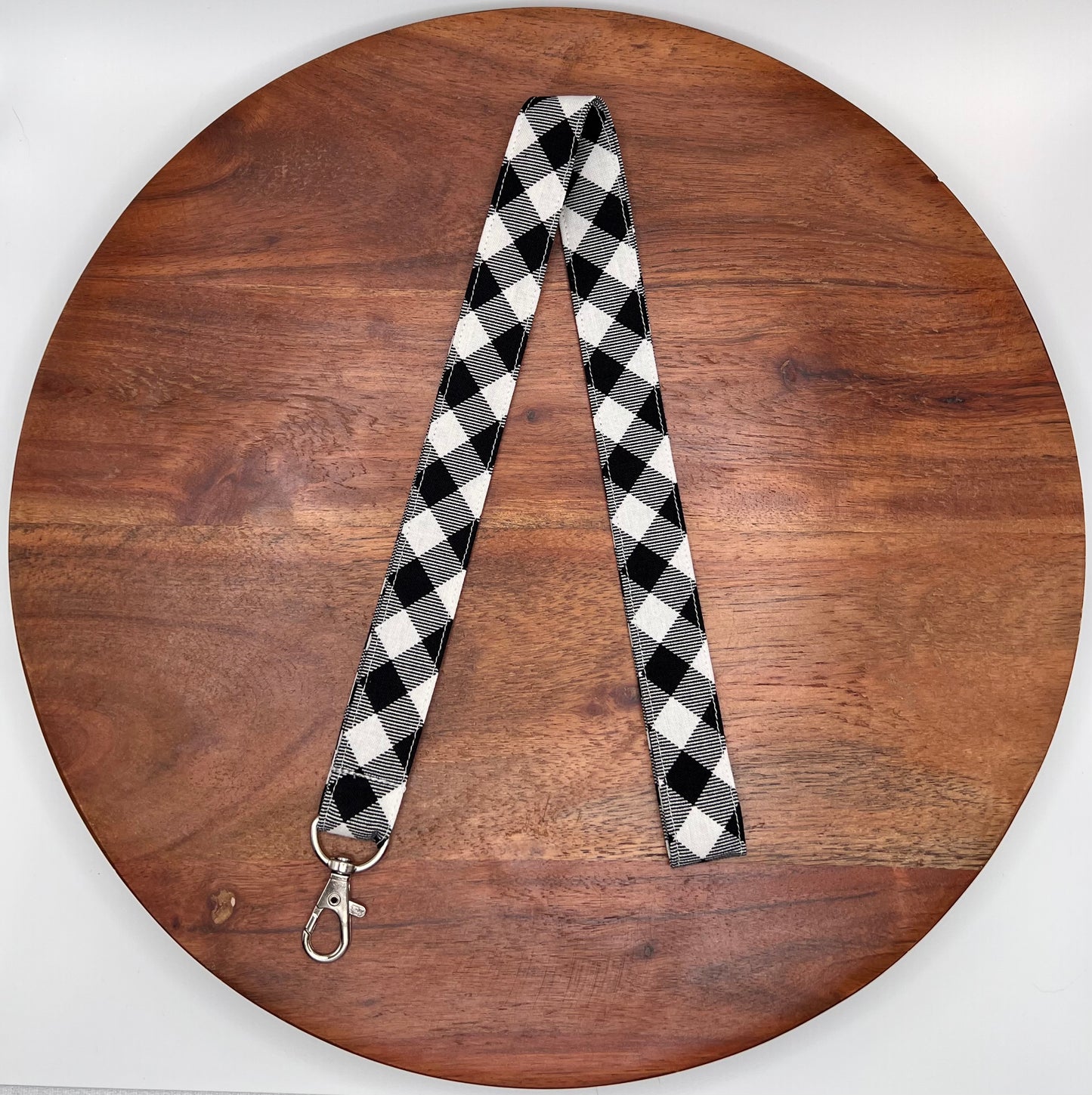 Black and White Plaid Lanyard