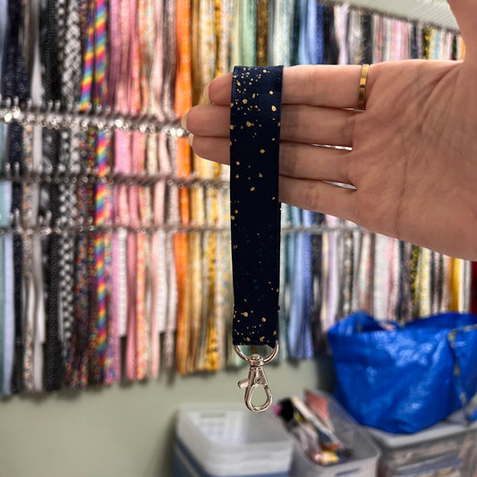 Navy Blue and Gold Fleck Wristlet