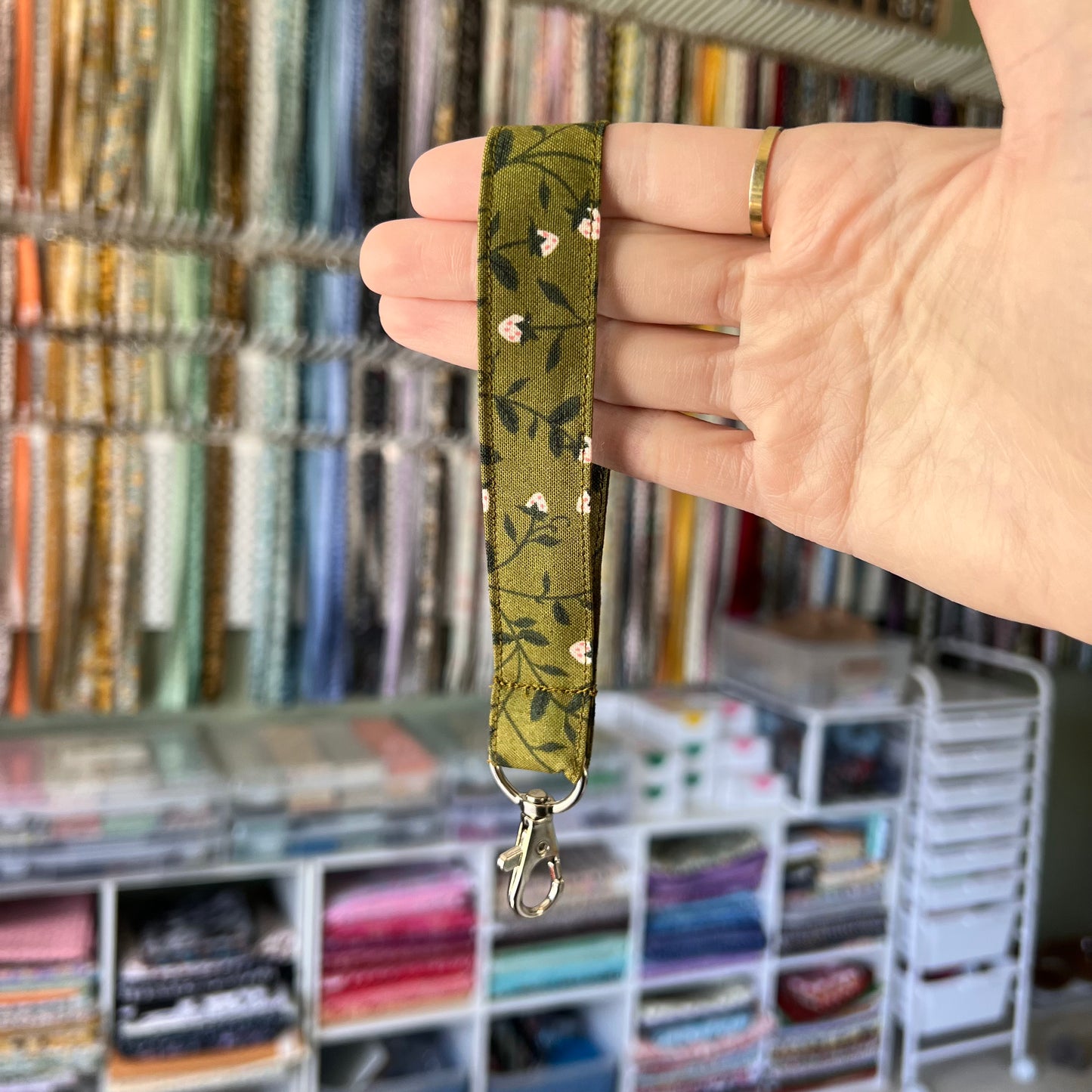 Olive Strawberry Wristlet