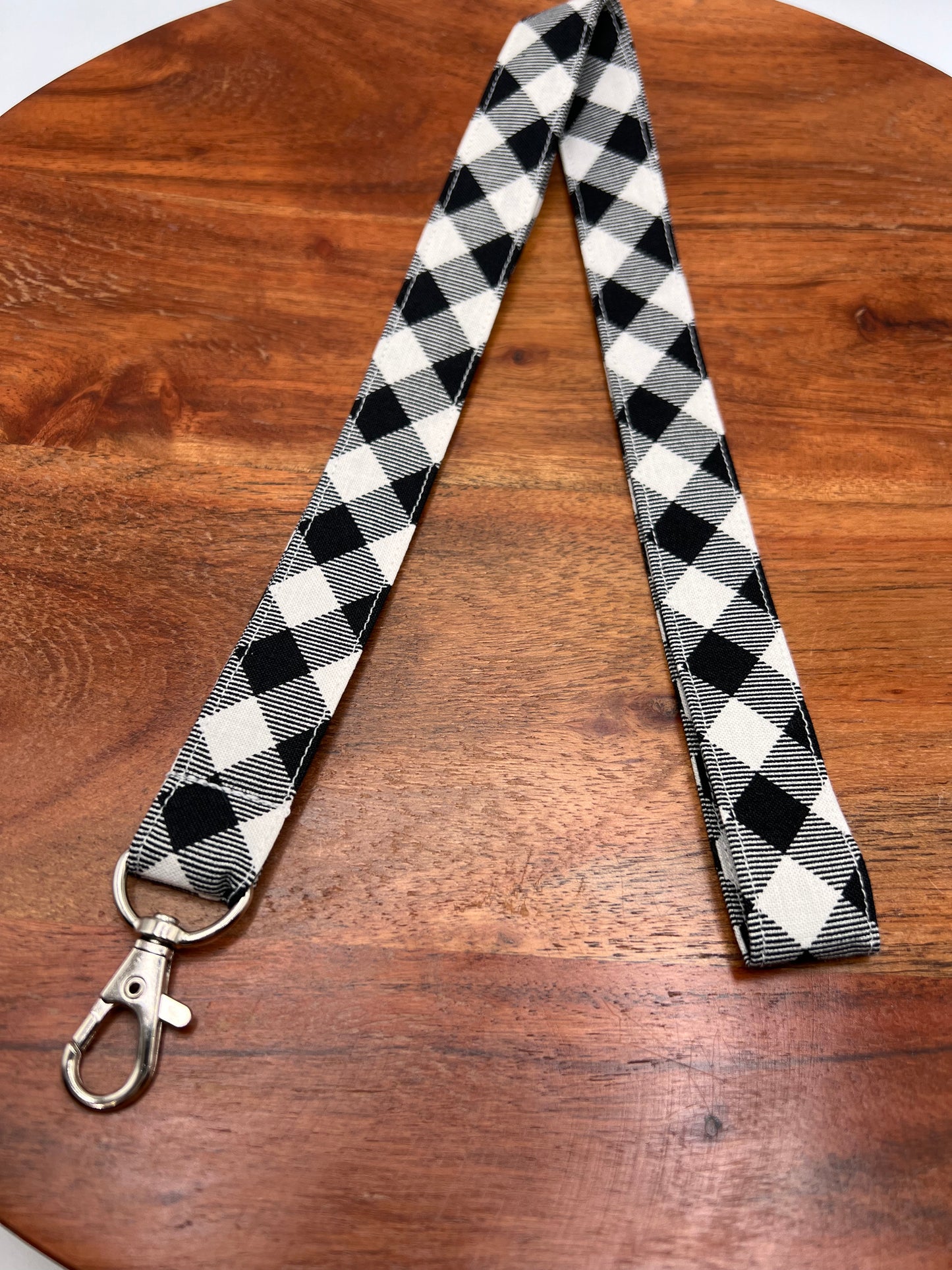 Black and White Plaid Lanyard