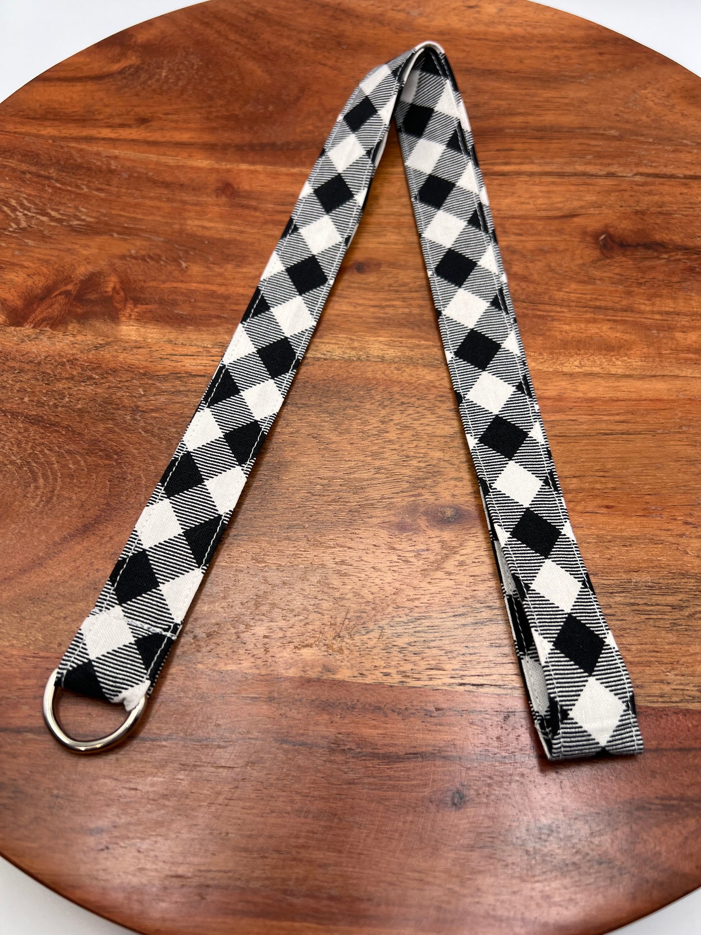 Black and White Plaid Lanyard