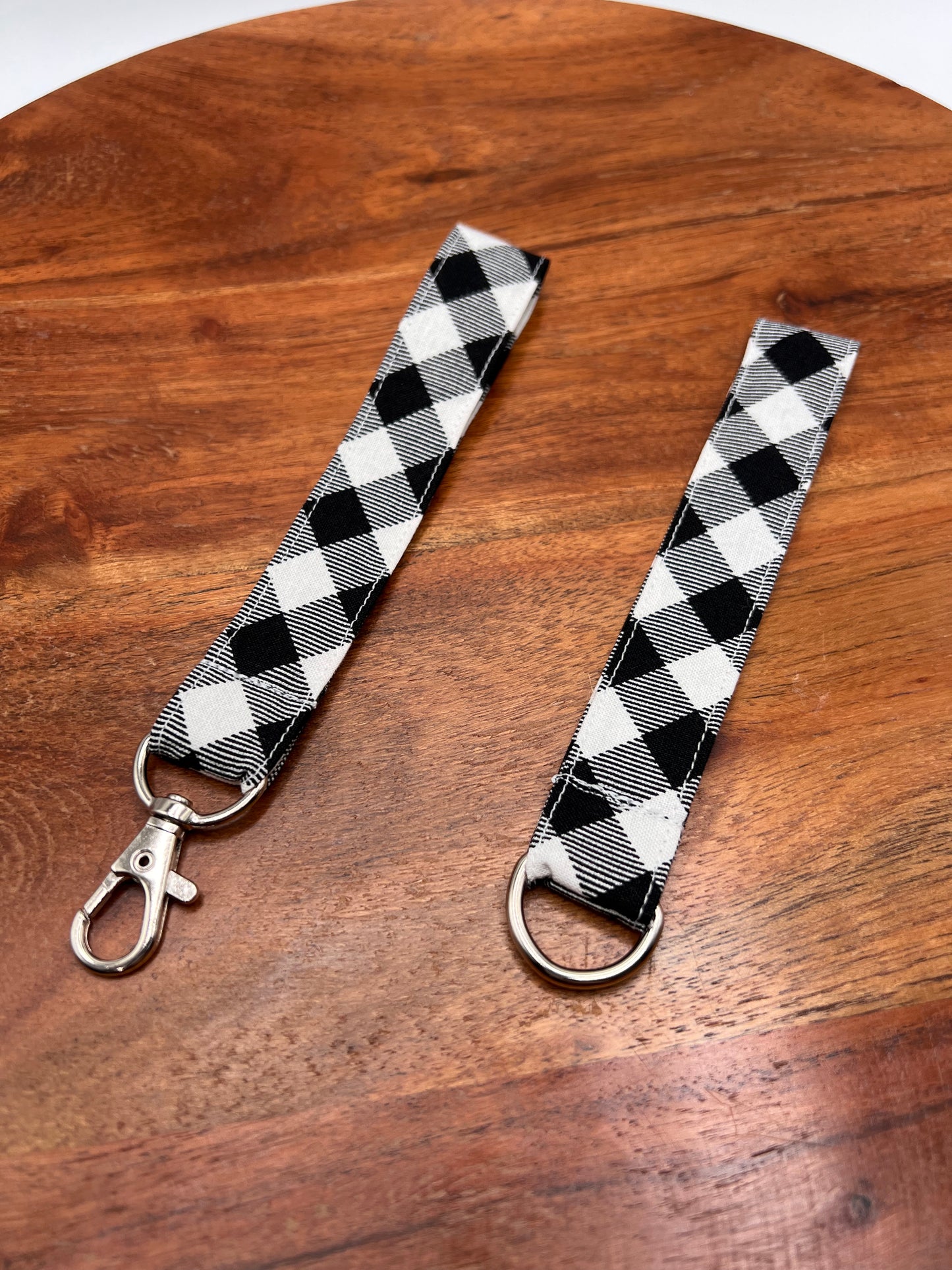 Black and White Plaid Lanyard