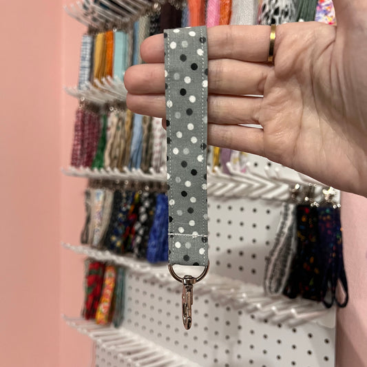 Gray Dot Wristlet