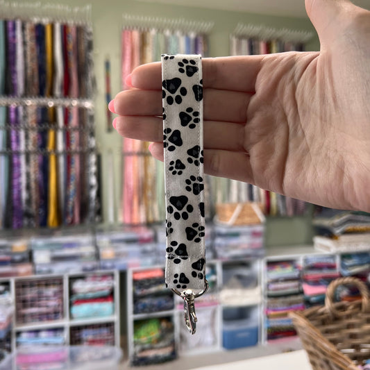 Black and White Paw Print Wristlet