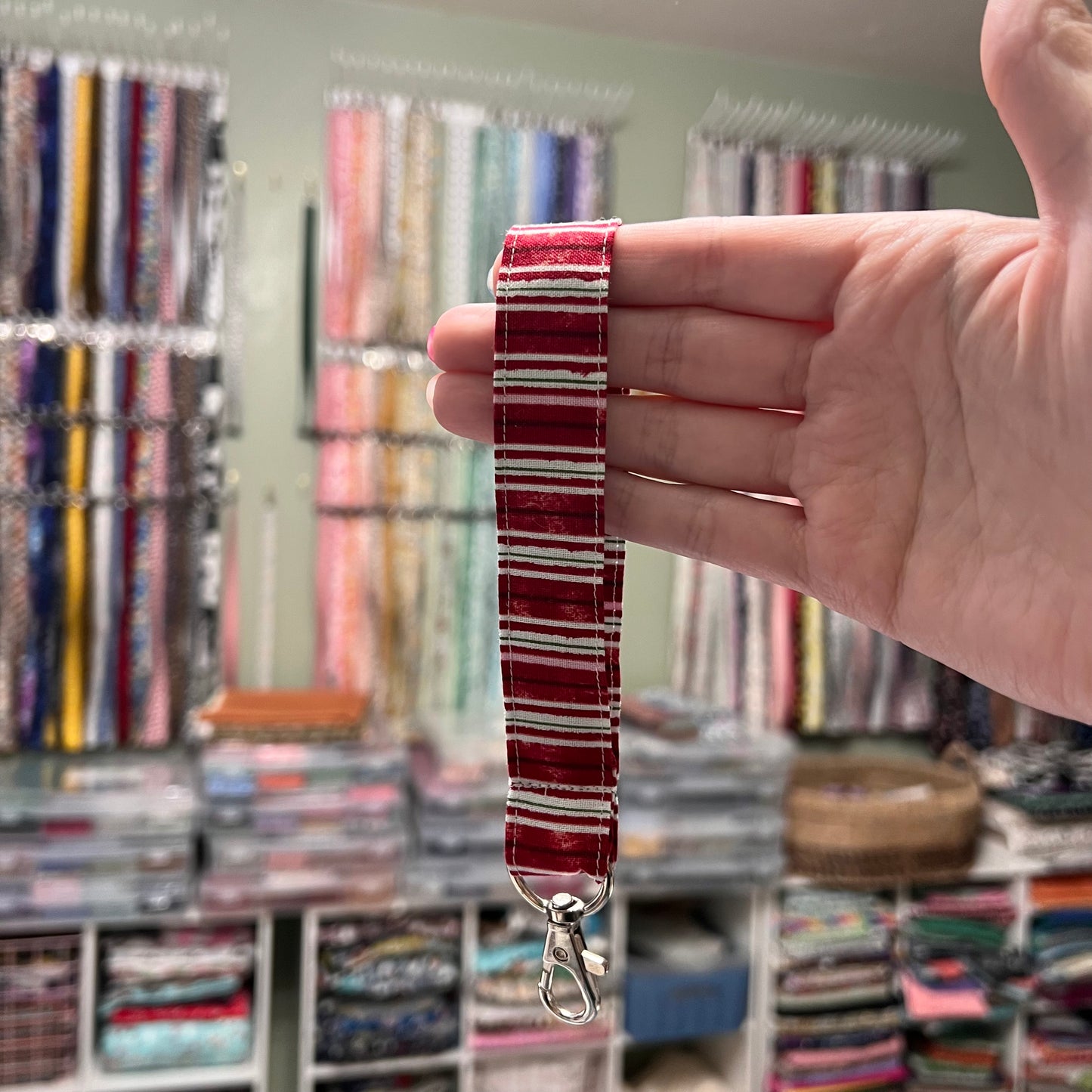 Peppermint Stripe Wristlet