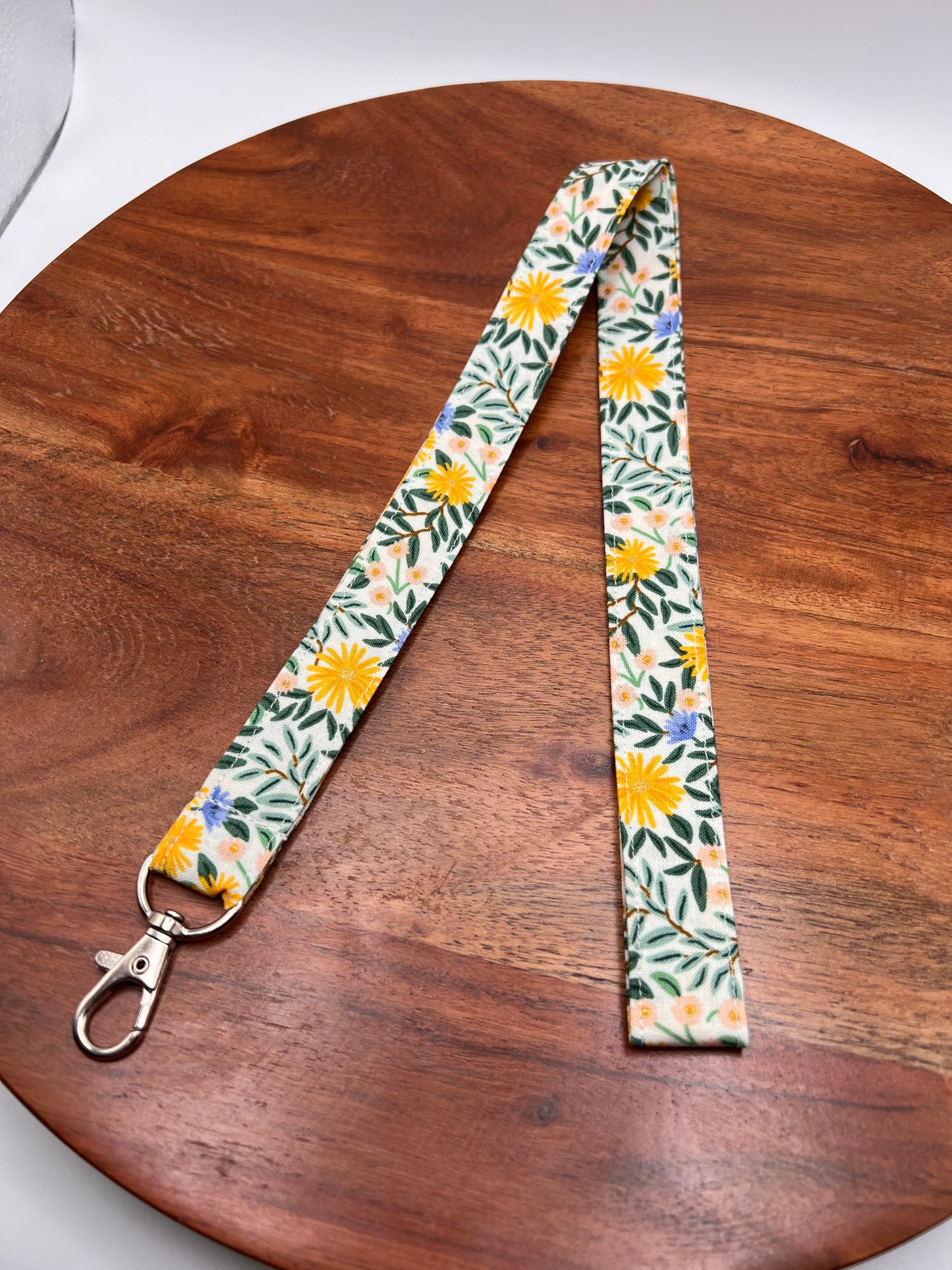 Yellow and Green Floral Lanyard