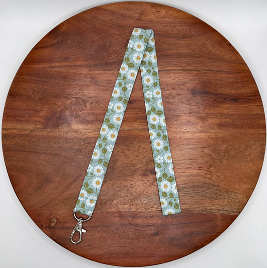 Teal Floral Lanyard