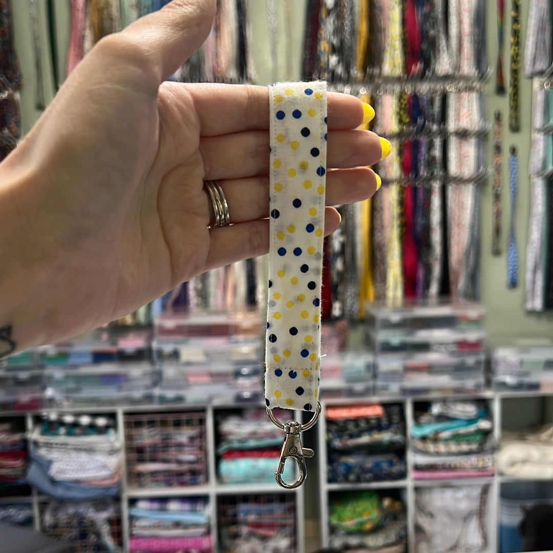 Blue and Yellow Dot Wristlet