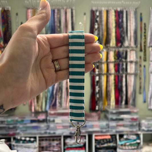 Turquoise Stripe Wristlet