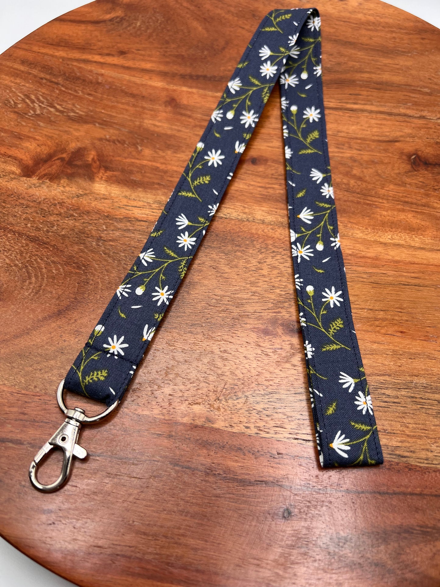 Navy Floral Lanyard