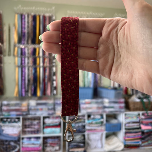 Maroon and Yellow Floral Wristlet