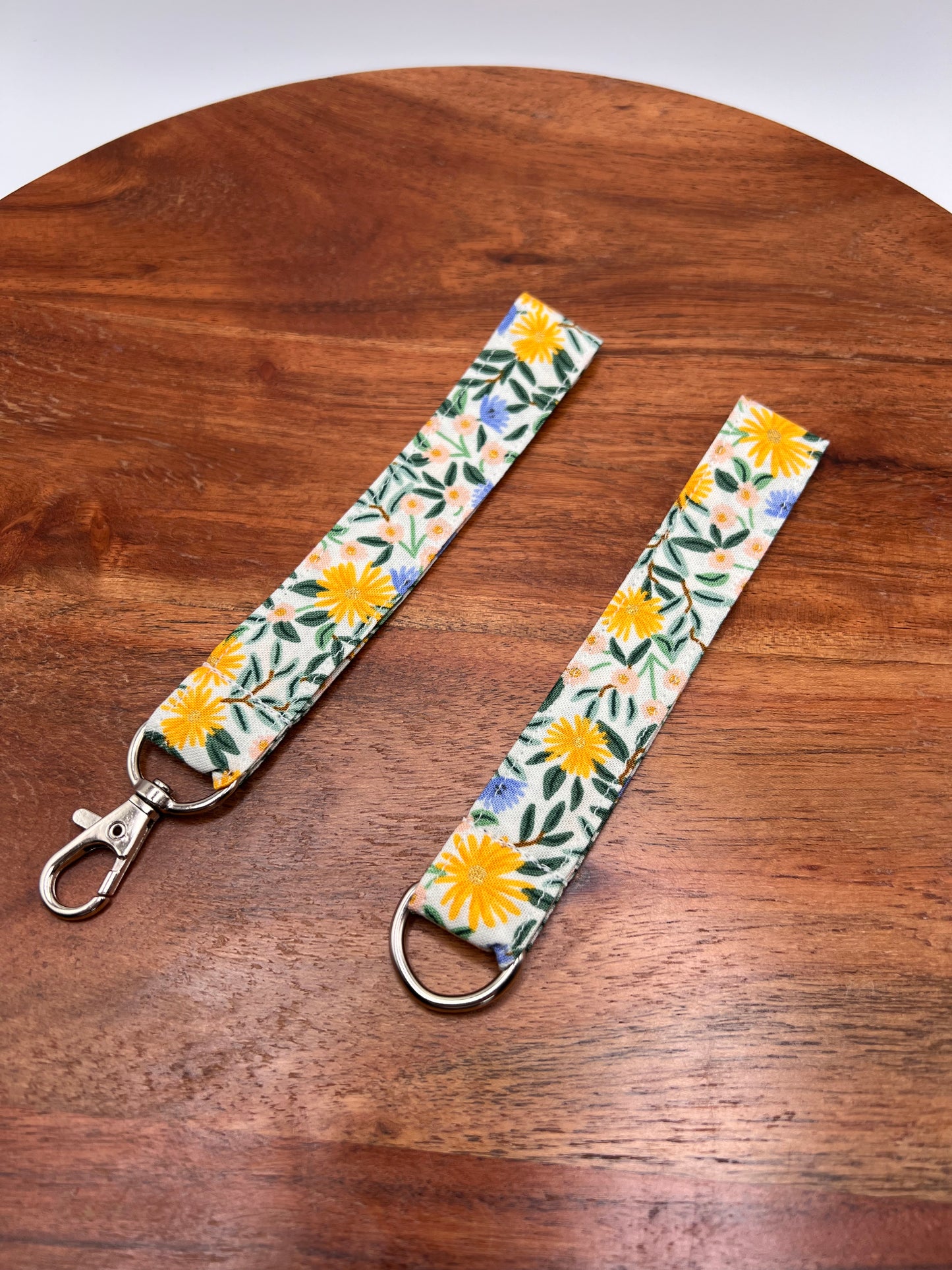 Yellow and Green Floral Lanyard