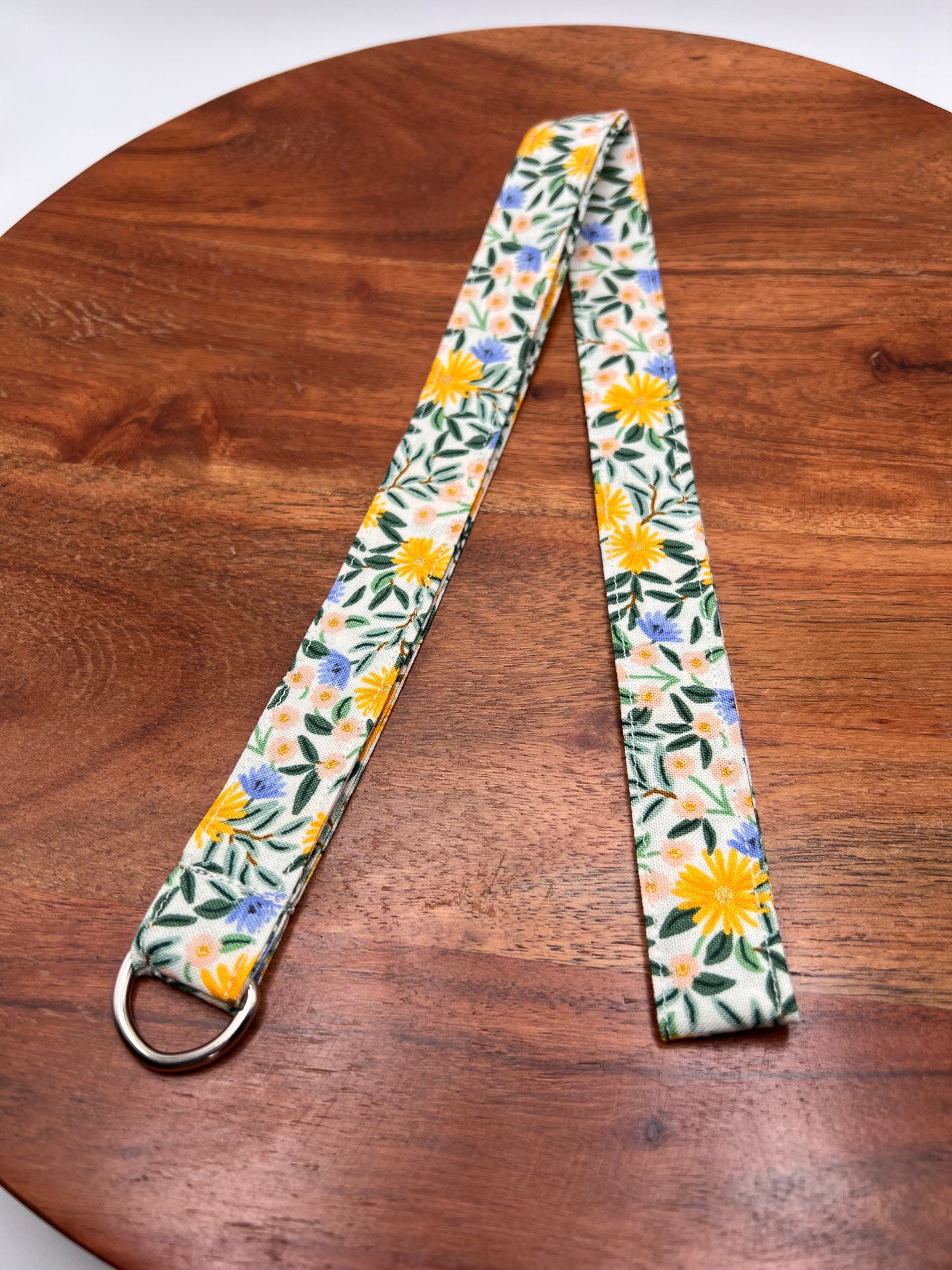 Yellow and Green Floral Lanyard