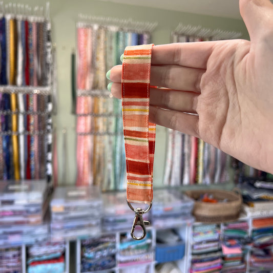 Red and Peach Stripe Wristlet