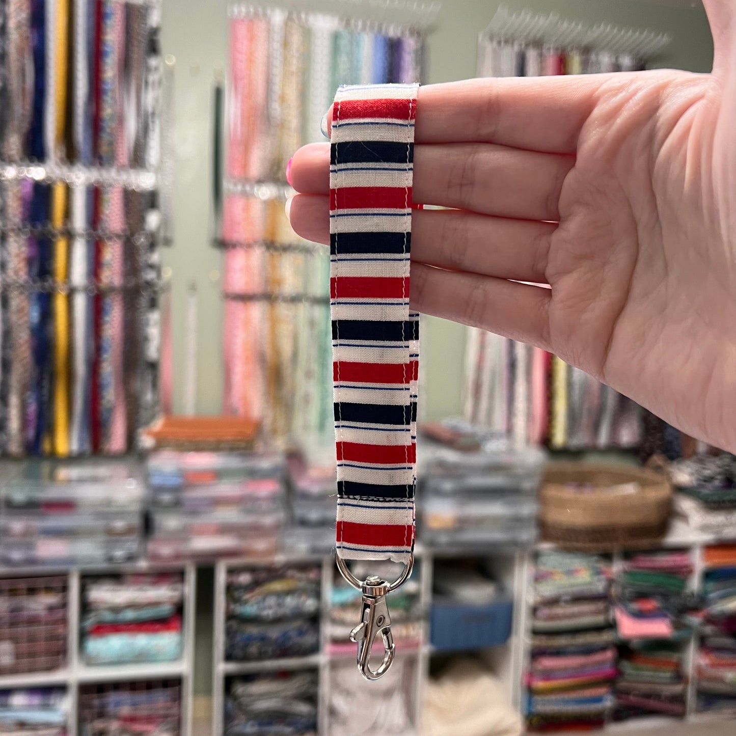 Red, White, and Blue Stripe Wristlet