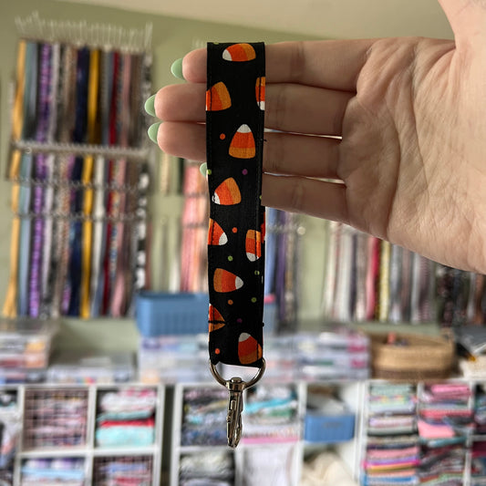 Candy Corn Polka Dot Wristlet