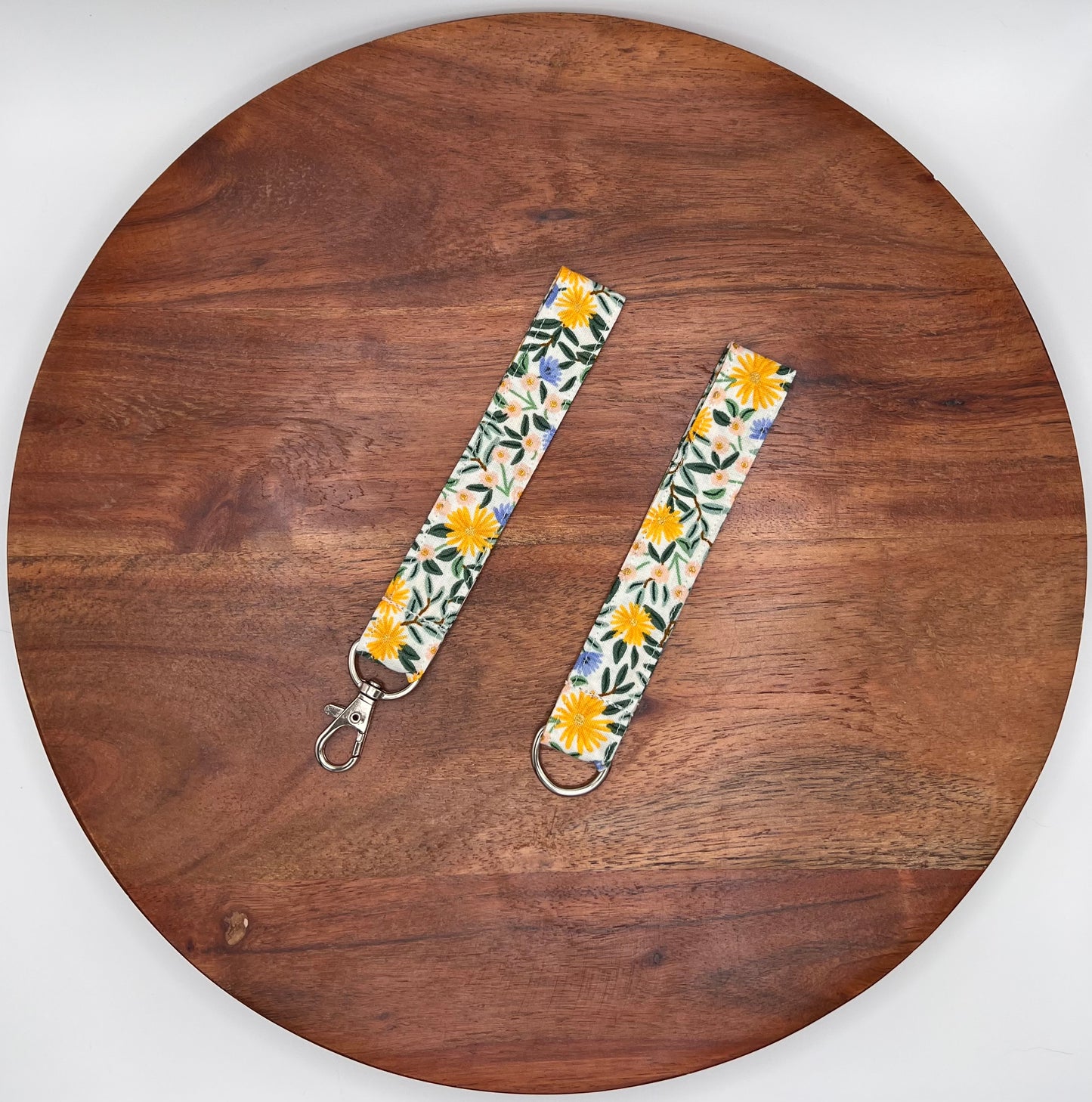 Yellow and Green Floral Lanyard