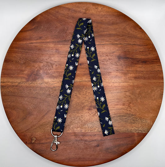 Navy Floral Lanyard