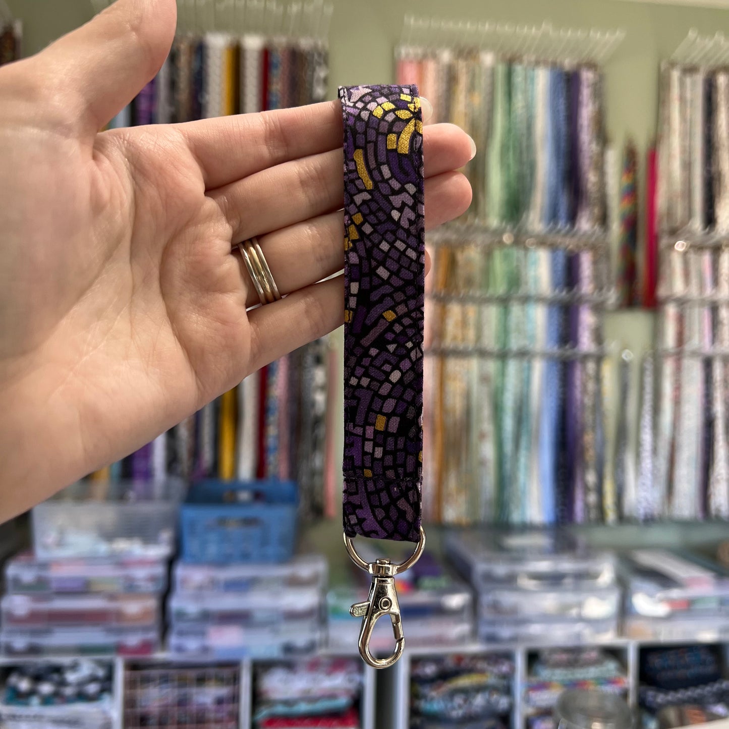 Purple and Gold Mosaic Wristlet