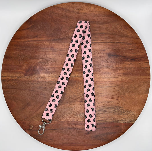 Pink Black Cat Lanyards