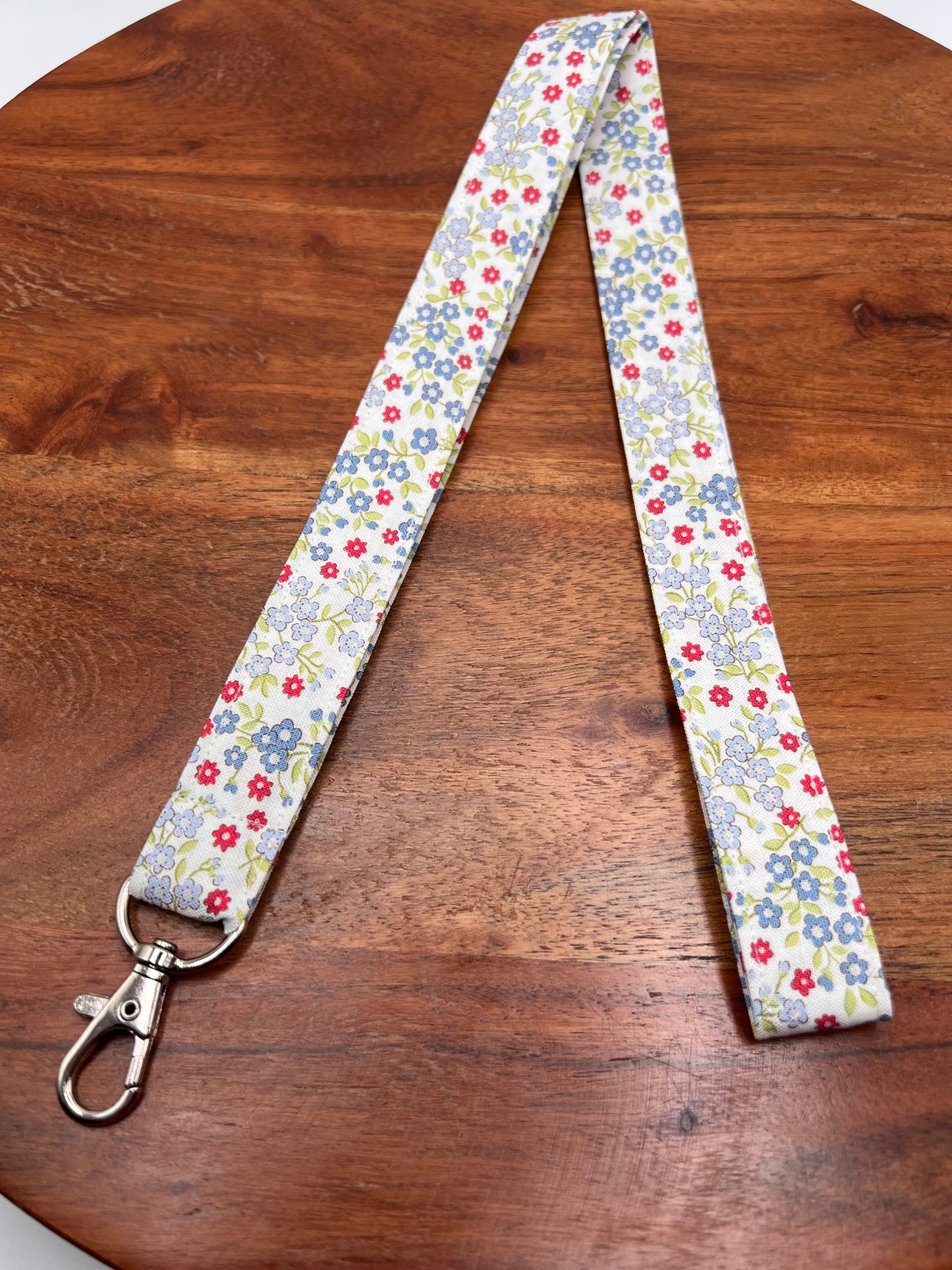 Blue and Red Floral Lanyards