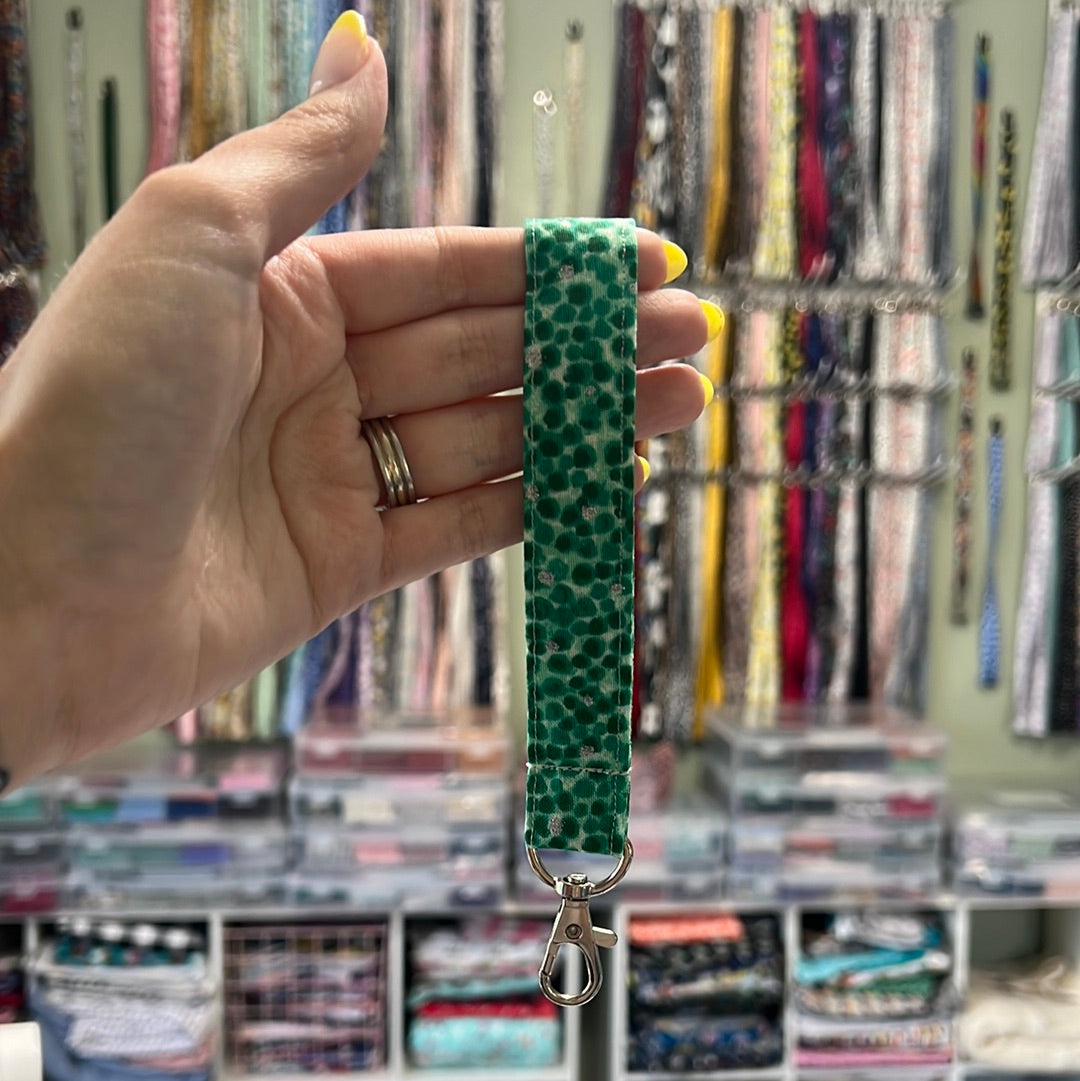 Green Glitter Dots Wristlet