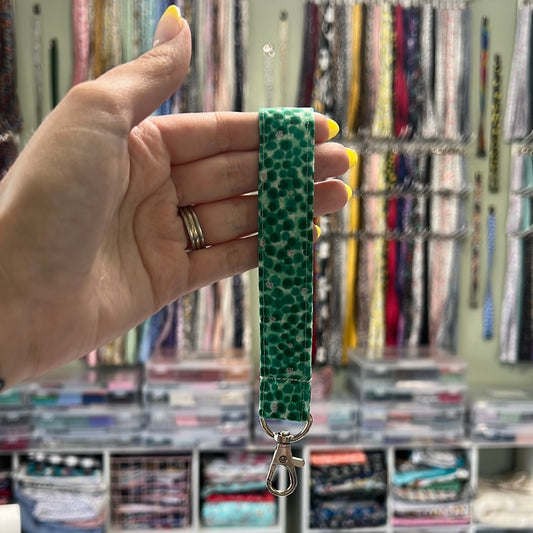 Green Glitter Dots Wristlet