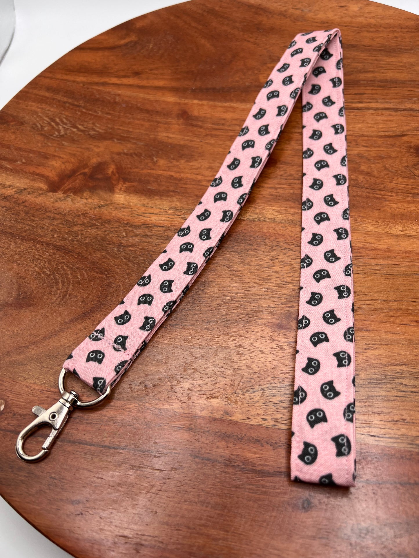 Pink Black Cat Lanyards