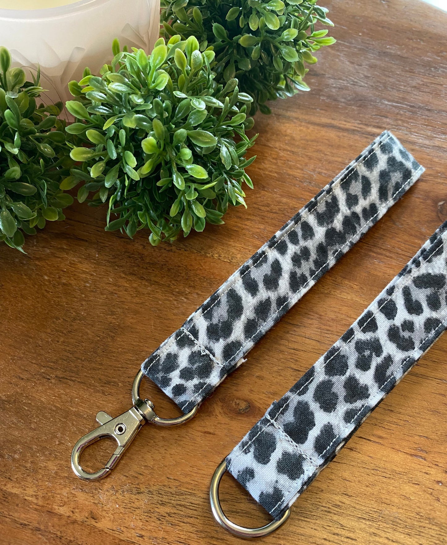 White Cheetah Print Lanyards