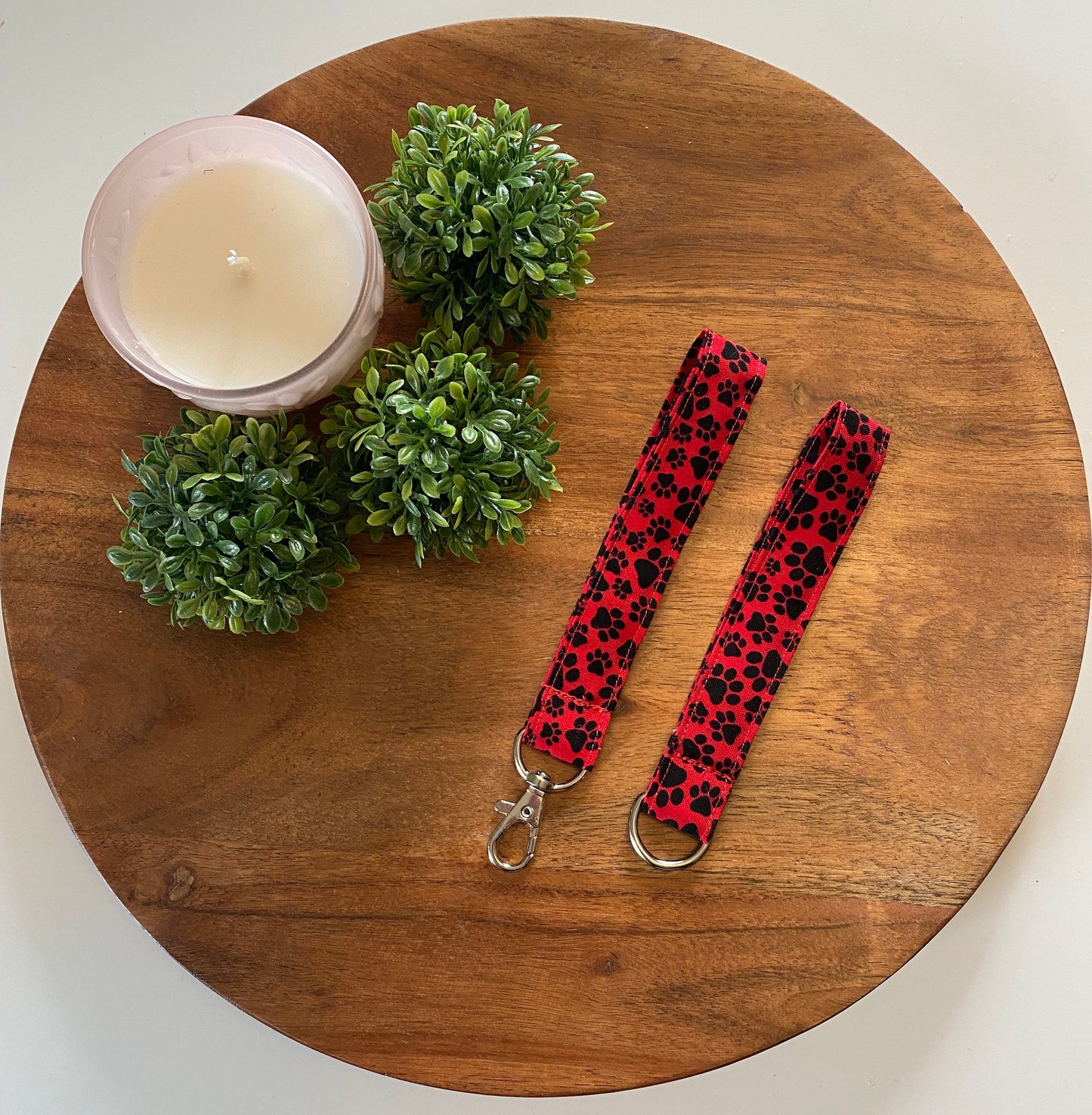 Red and Black Dog Paw Print Lanyards