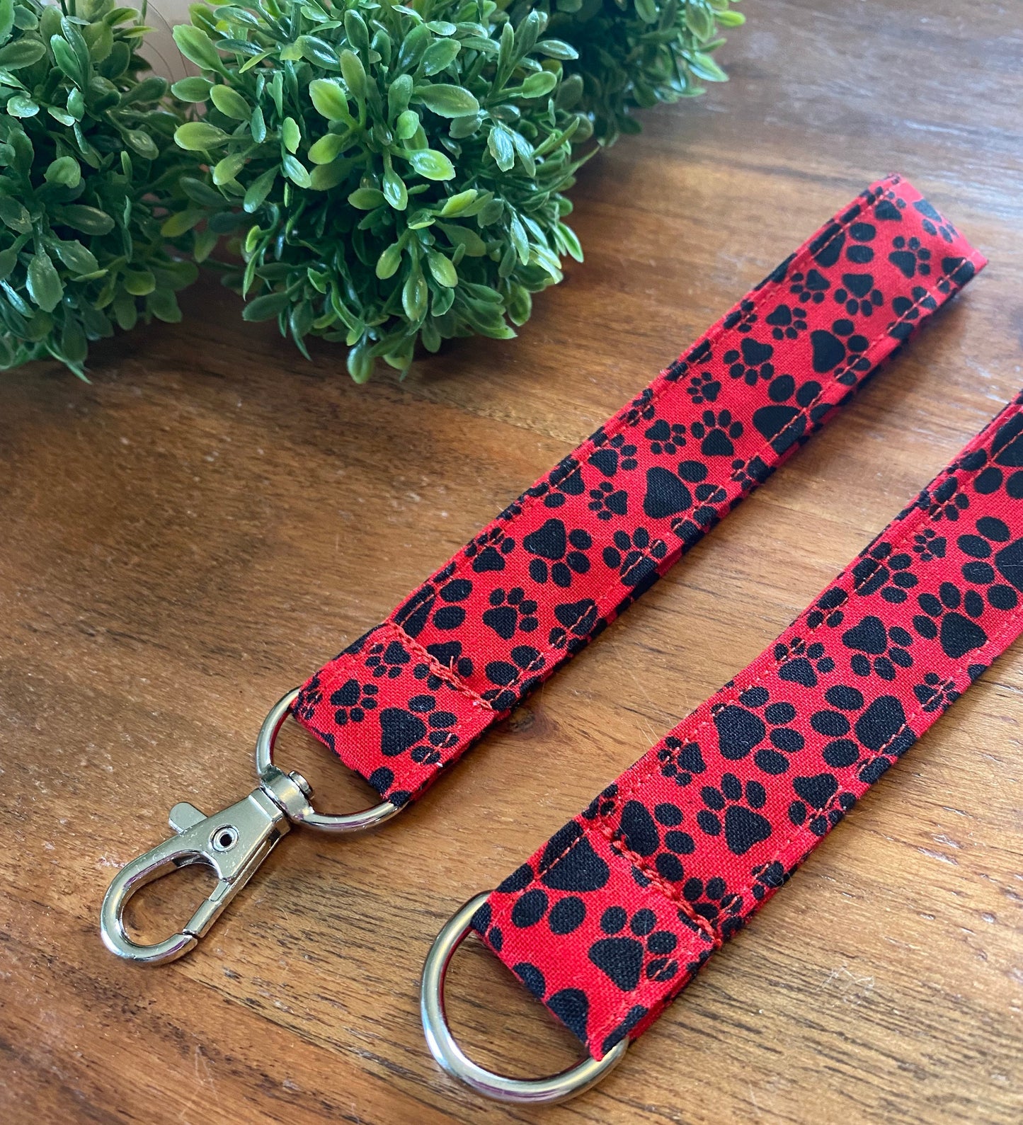 Red and Black Dog Paw Print Lanyards