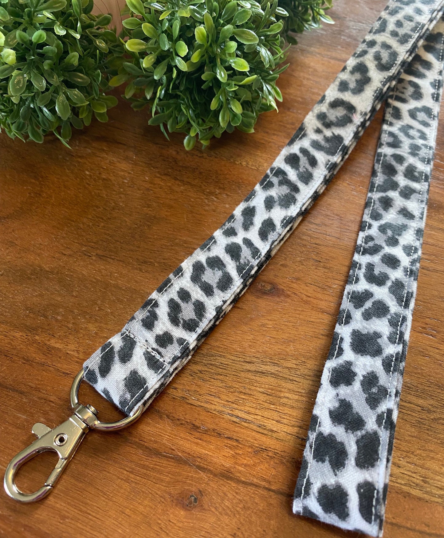 White Cheetah Print Lanyards