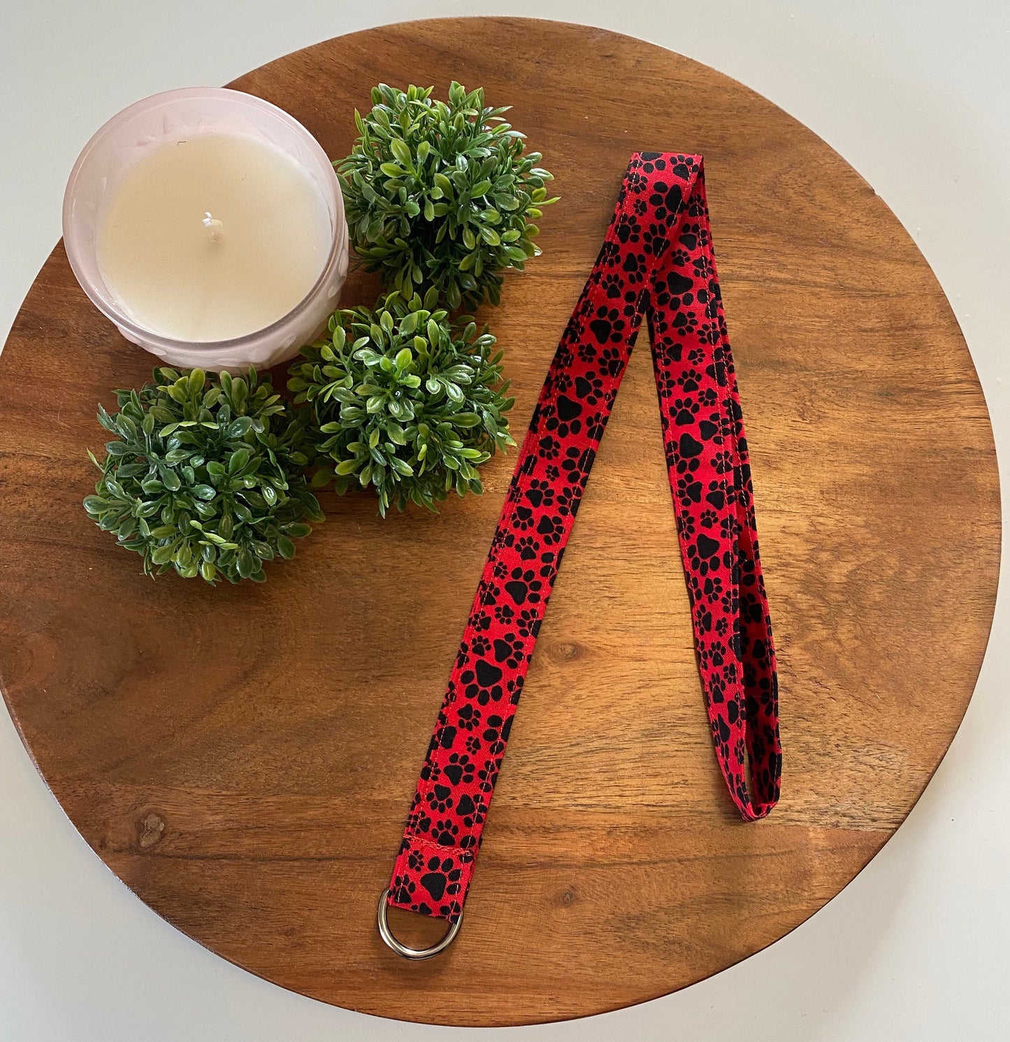 Red and Black Dog Paw Print Lanyards