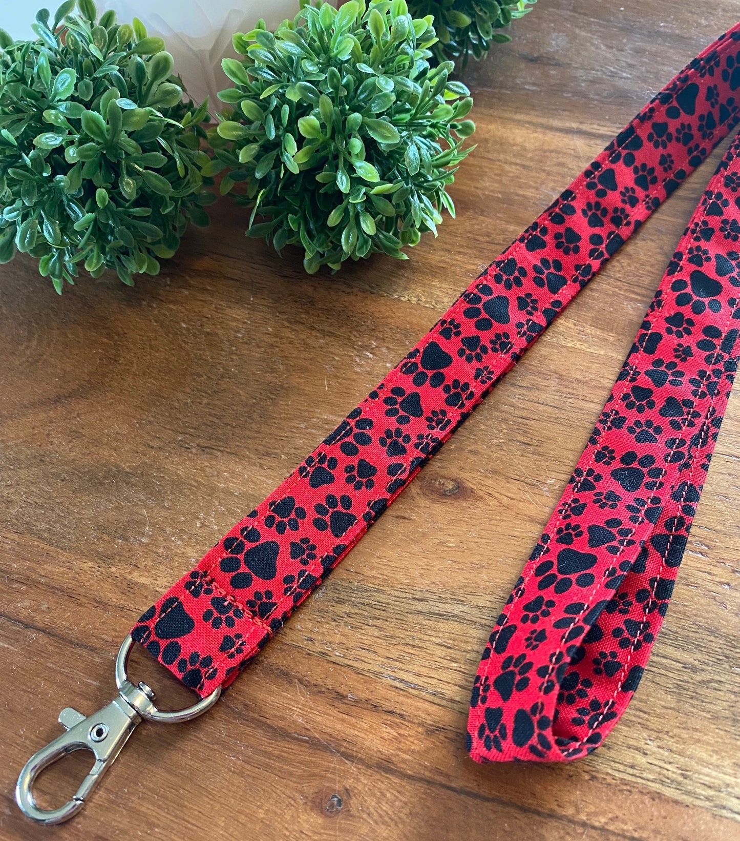 Red and Black Dog Paw Print Lanyards