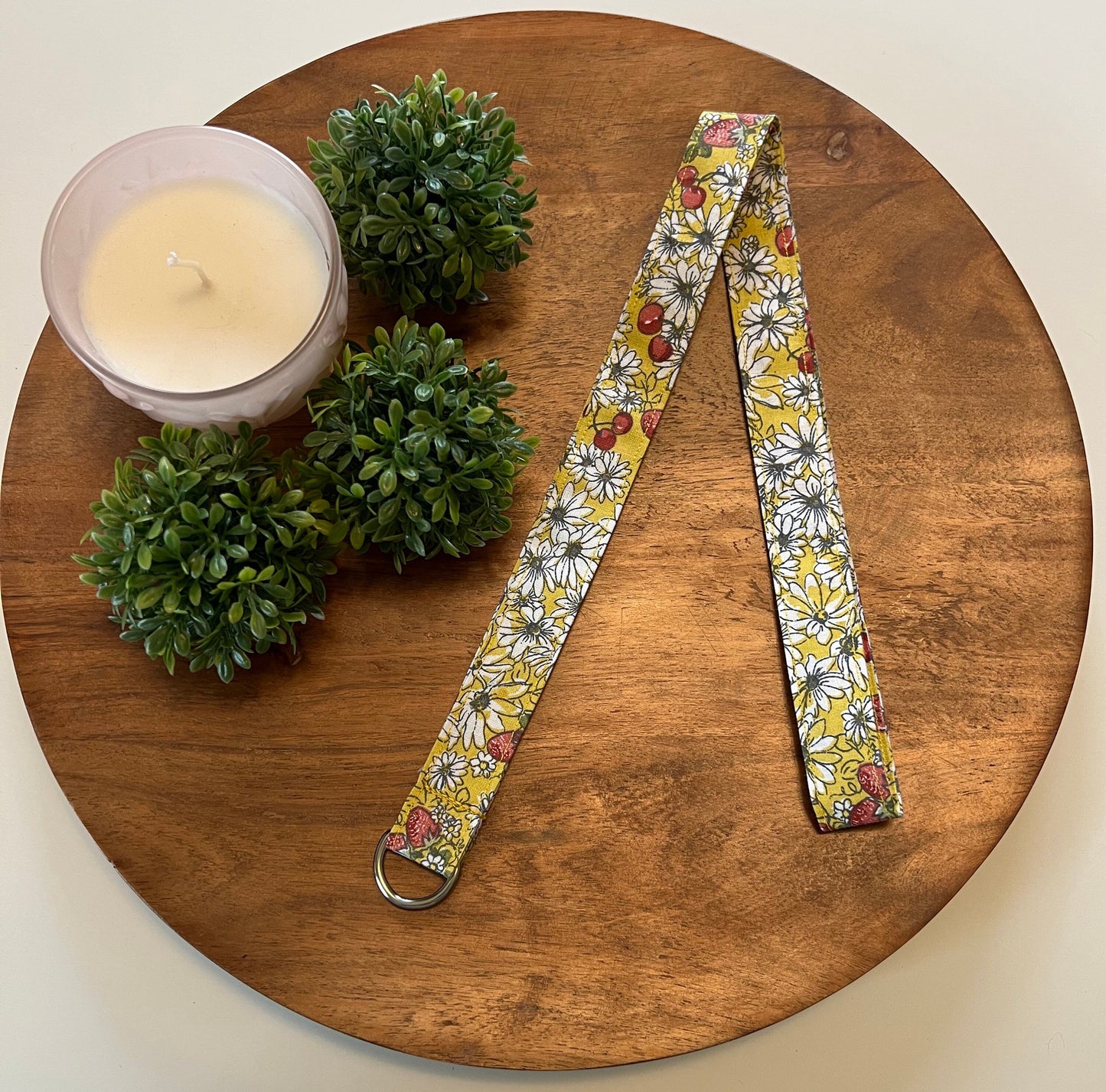 Yellow Floral with Berries Lanyards