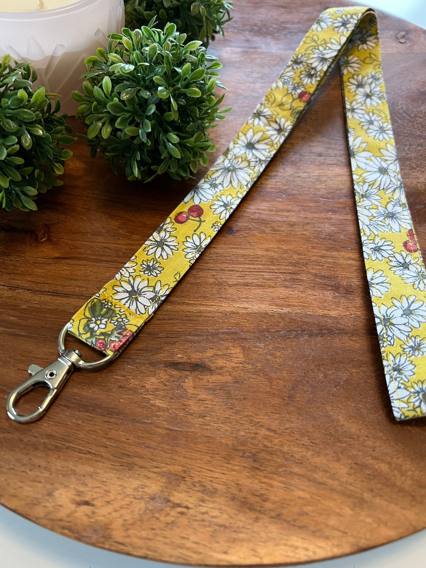 Yellow Floral with Berries Lanyards