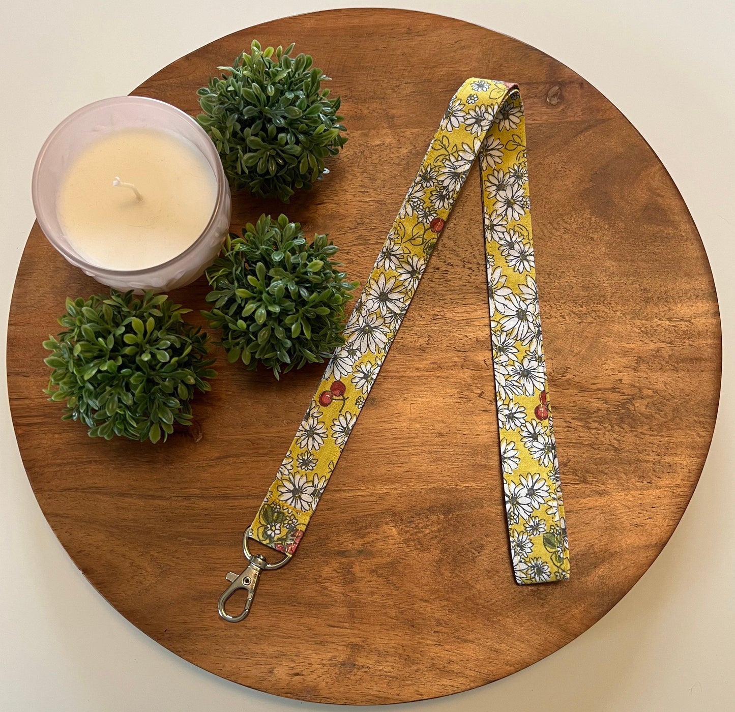 Yellow Floral with Berries Lanyards