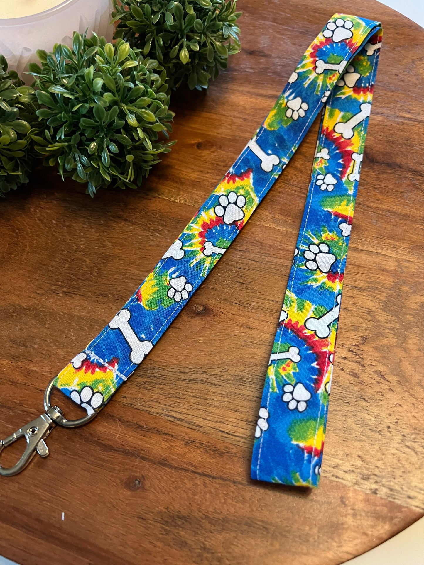 Tie Dye Dog Print Lanyards