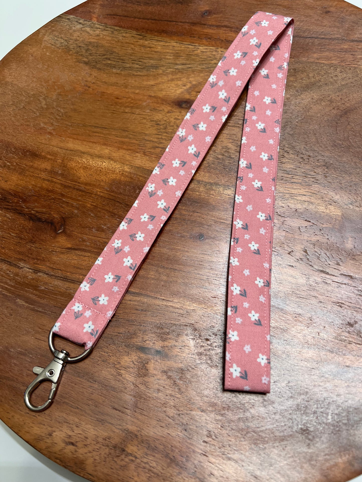 Pink and White Floral Lanyards