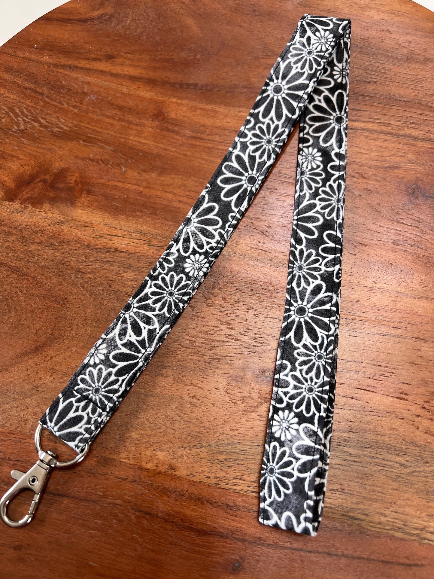 Black and White Flower Lanyards