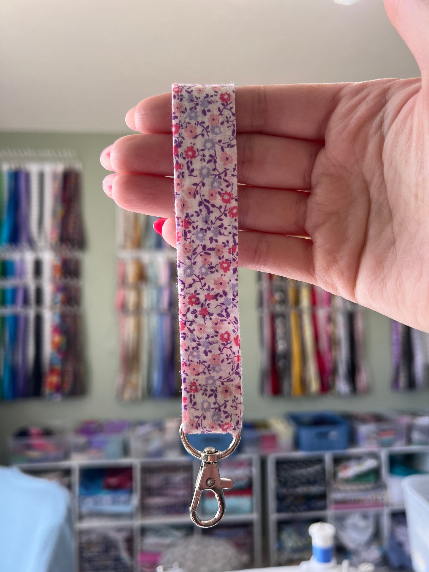 Tiny Pink and Purple Floral Wristlet