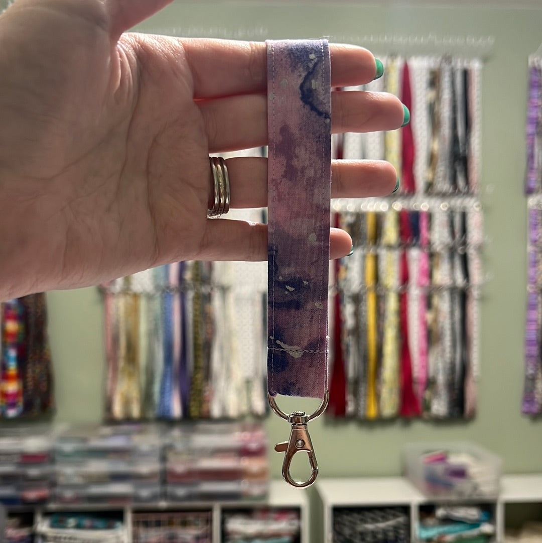 Purple and Silver Watercolor Wristlet